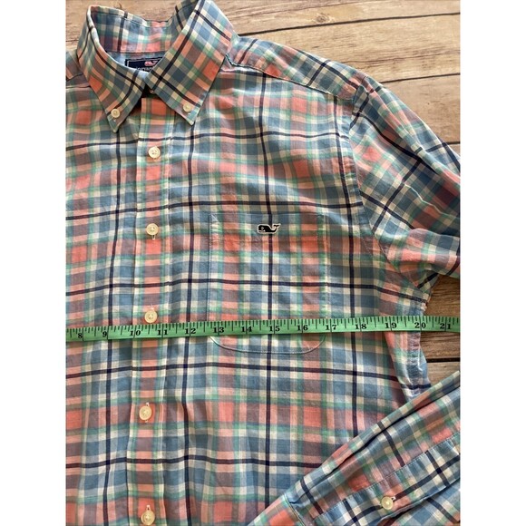 Vineyard Vines Mens Cotton Slim Fit Tucker LS Button Up Pink Blue Plaid Shirt M - Picture 4 of 6